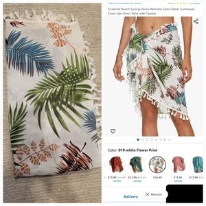 Sarong swim cover with tropical print